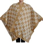 Michael Kors Logo Jacquard Fringed Poncho Cape Sweater New with Tag MSRP $178 Gold Size undefined Photo 0