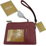 Michael Kors Jet Set Small Pebbled Leather Wristlet Card Coin Case Rose Gold Photo 5