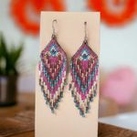 Colorful Beads Tassel Dangle Earrings‎ Retro Bohemian Ethnic Style Brown Photo 5