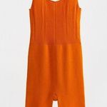 ZARA Orange Knit Romper Jumpsuit Scoop Neck Tank NEW Large Photo 0