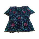 Papell Boutique Vtg Women’s L Papéll‎ Boutique Evening Beaded Short Sleeve Blouse 100% silk Photo 1