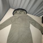 Michael Kors Hooded Parka Coat Size Large Olive Faux Fur Trim Sherpa Lining Black Photo 9