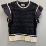 Elan Black, Blue and Beige Cap Sleeve Sweater Top - Large - NWT Photo 0