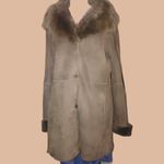 Olsen Europe Womens Lamb Fur Coat Size 10 Brown Shearling Button Closure Turkey Photo 5