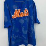New York Mets Bleach Splatter V Neck Short Sleeve Shirt Size 3XL Photo 1