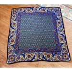 Perry Ellis  Silk Scarf Blue Green Floral Geometric Square Photo 3