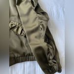 ZARA Olive Green Ruffle Bomber Jacket Photo 4