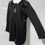 Dennis Basso New Patent Faux Leather Trim Ponte Topper Jacket Black Size Medium Photo 6