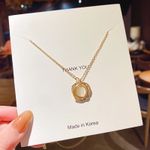 Cat's Eye Stone Pendant Necklace for Women Gold Photo 1