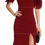 Gracia  Burgundy Ruffle Off The Shoulder Cocktail Dress Photo 1