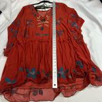 A Beautiful Soul Burnt Orange Floral Embroidered Peplum Hem V Neck Long Sleeve D Size 3X Photo 2