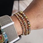 Set of 3 Gold Plated Tricolor Stretch Bracelet Bracelets New Photo 2