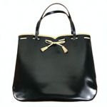 ANYA HINDMARCH Italian Leather Bow Handbag Tote Black Clasic Luxury Designer Y2K Photo 3