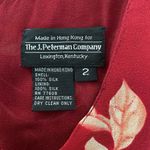 J. Peterman Company Silk Floral Dark Red Midi Dress Cottage Garden Shower Brunch Size 2 Photo 4