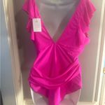 Pink Ruffled Wrap Bodysuit Swimwear Size XL Photo 2
