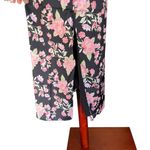 Lulu’s black floral print satin midi dress with side slit Size M Photo 13