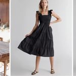 Quince NWT Smocked Midi Dress Black Women's Size XS (100% Organic Cotton) Photo 3