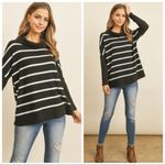 Chic Striped Cowl Neck Sweater Black Size L Photo 1