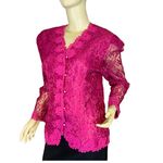 IN THE MOOD VINTAGE 1990'S FUCSHIA PINK LACE STRUCTURED BLOUSE (8) Photo 3