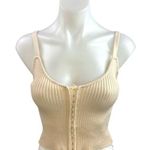 ZARA Women's Cream Rib Knit Sleeveless Stretch Corset Crop Tank Top Size S Photo 0