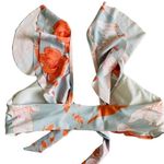 Coral Blue White Floral Ruffle Bikini Top Size XL Photo 1