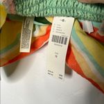 Anthropologie  Multi Stripe Twist Front Linen Blend Crop Top GreenSize Medium NWT Photo 2