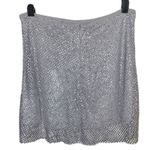 We Wore What NWT REVOLVE Silver Rhinestone Studded Mesh Net Mini Skirt 12 Silver Photo 0