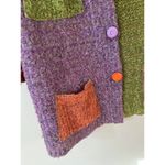 Jackie Loves John Funky VTG Colorblock Wool Blend Cardigan Sweater Size Medium Pink Photo 3