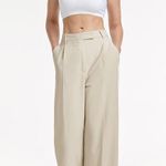 Commence NWT High Waisted Relaxed Fit Wide Leg Dress Pants COMMENSE SMALL Beige Photo 0