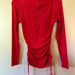 J.Crew Swim Rash Guard Elegant Red Ruched Women Top Long Sleeves Photo 3