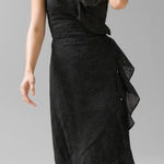 White House | Black Market WHBM Eyelet Ruffle Wrap Dress in Black sz 4 NWT Photo 0