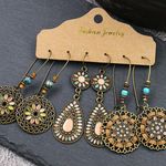 3 Pairs/Set Bohemian Boho Earrings Hook Drop Dangle - Colorful, Carnival - B#4 Photo 0