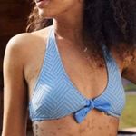 Aerie NWT  Jacquard Halter Bikini Top with Bow Lion Blue Swim Beach Surf Size L Photo 1