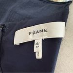 frame denim FRAME Women's Apothea Gathered Seam Lace Inset Dress Navy Linen Blend Size XS‎ Photo 8
