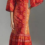 Farm Rio  100% Cotton Vibrant Red and Orange Long Sleeve Dress Size Medium Photo 0