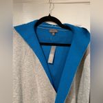 The Limited NWT  Gray Turquoise Knit Wrap Front Hooded Belted Cardigan Size XL Photo 2