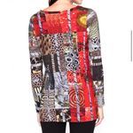 Simply Art by Dolcezza Long Sleeve Top M Artsy Stretchy Art to Wear Animal Print Red Size M Photo 1