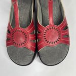 Jbu Daisy Wedge Sandals T-Strap Cutout Wedge Comfort Casual Red Size 9.5M work Photo 8