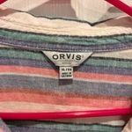 Orvis  Classic Collection Womens XL Striped Short Sleeve Button Down‎ Shirt Linen Photo 2