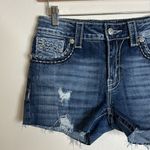 Miss Me  ladies bling gem boyfriend dark wash cut off denim shorts size 26 Photo 2