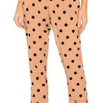 Beach Riot  Avery Tan Velvet Polka Dot Pant Pull On Medium‎ Elastic Waist Cropped Photo 0