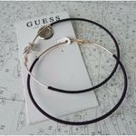Guess   3 Inch Rose Gold Tone Purple Eggplant Thread-Wrapped Hoop Earrings Photo 2