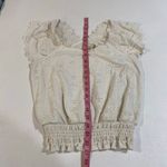 Urban Romantics  White Eyelet Lace Blouse Women’s Large Boho V-Neck Flutter Sleev Photo 4