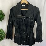 Cache Linen Blend Black Long Sleeve Zip Up Utility Pocket Barn Jacket S Photo 0