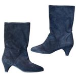 Anne Klein Vintage Ann Klein Made in Italy Black Leather Suede Slouchy Ankle Boot 8.5 Photo 0