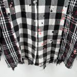 Desigual  Shirt Women's Size Medium 'Vive' Patchwork Plaid Long Sleeve Cotton B&W Photo 7