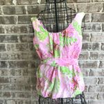 Lilly Pulitzer Sleeveless Silk Top Blouse Bimini Print Size O Pink Front… Photo 5