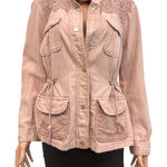 Maurice's medium linen eyelet cinch waist utility jacket C2 3018 Photo 0