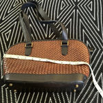 Talbots  woven leather italian made shoulder bag in chocolate brown and espresso Photo 5