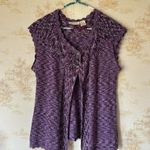 Vintage Y2K purple DKNY Jeans crochet knit tank boho cardigan size L Size L Photo 0